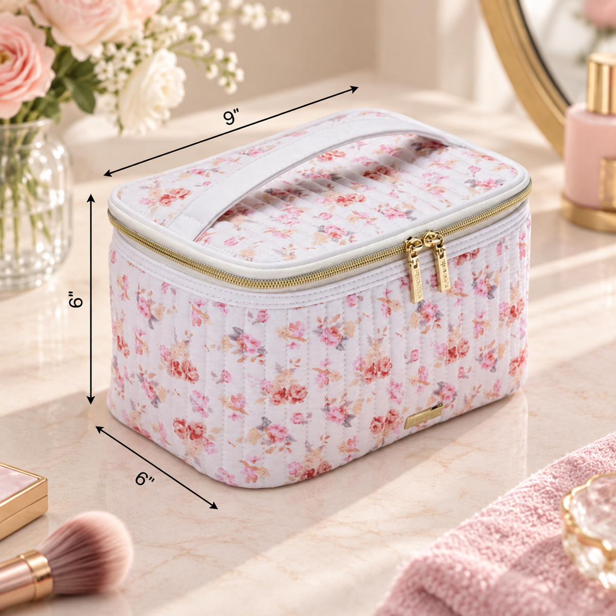 ModernNest Quilted Travel Makeup Case