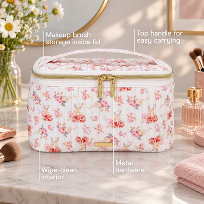ModernNest Quilted Travel Makeup Case