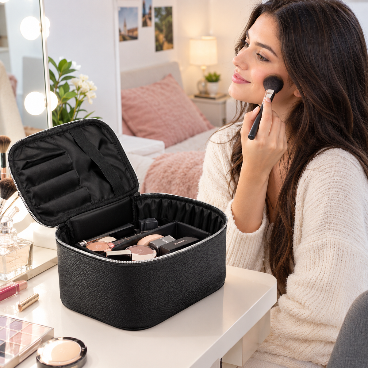 Cosmetic Bag Train Case, Black