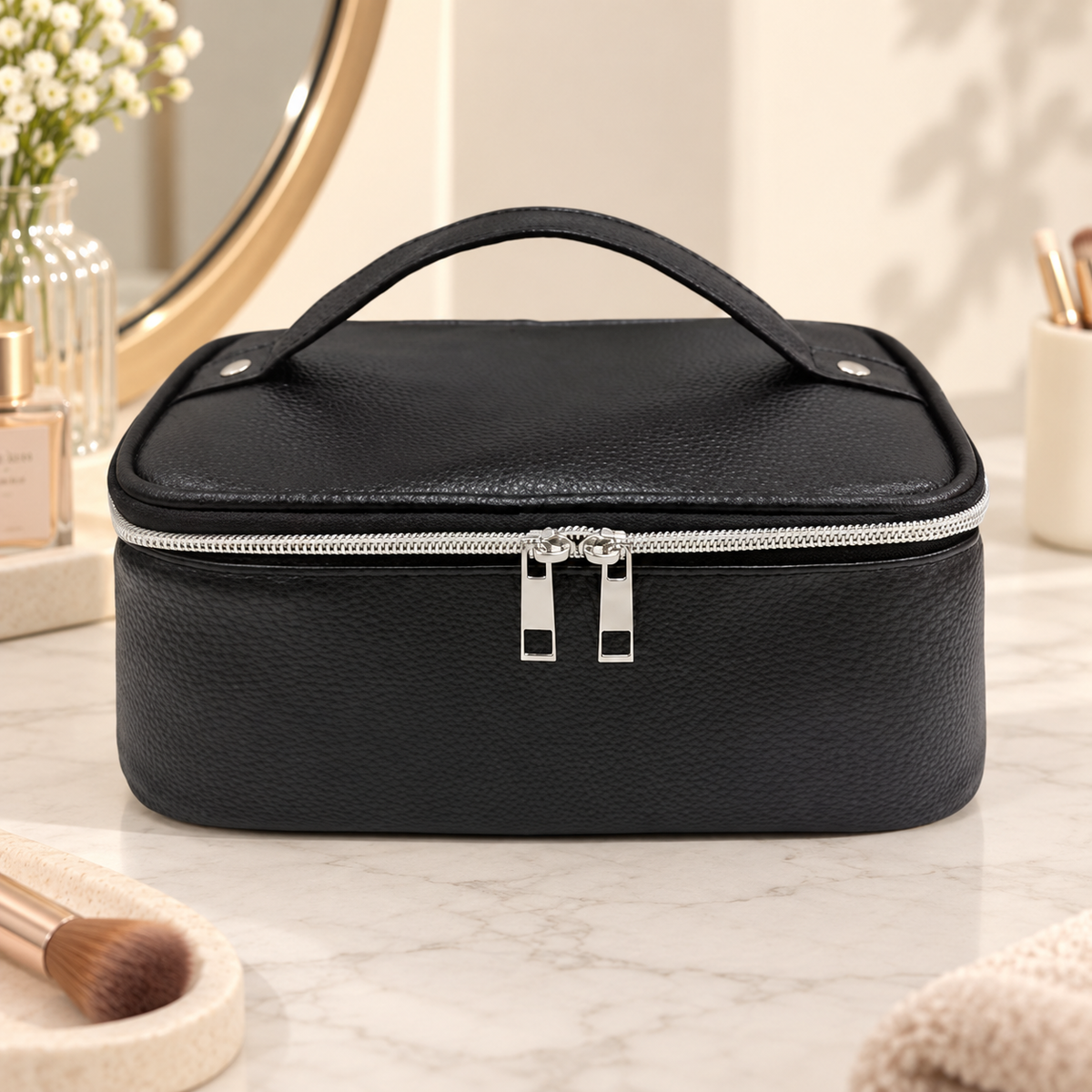 Cosmetic Bag Train Case, Black